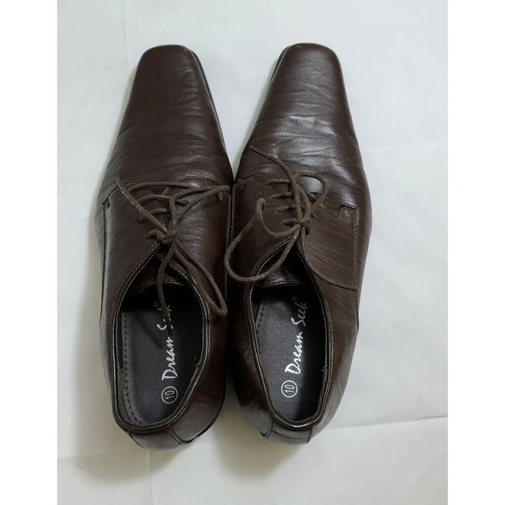 MEN'S DREAM SEEK DRESS SHOE OXFORD DR301 BROWN SIZE‎ 10 LACE UP
